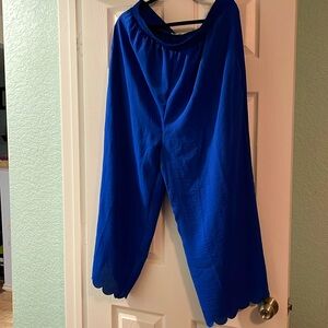 Cotton Bleu, 1X Curvy Womens Scalloped Edge Pants Royal Blue